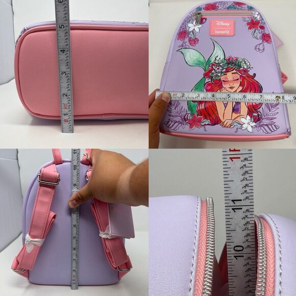 Disney Loungefly Ariel Daydreamin Mini Backpack Purple Pink Floral Princess NWT main image 5